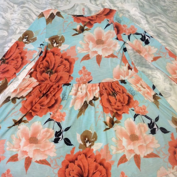 RESTOCKED🌸Mint floral babydoll longsleeve dress🌸 - Picture 7 of 8